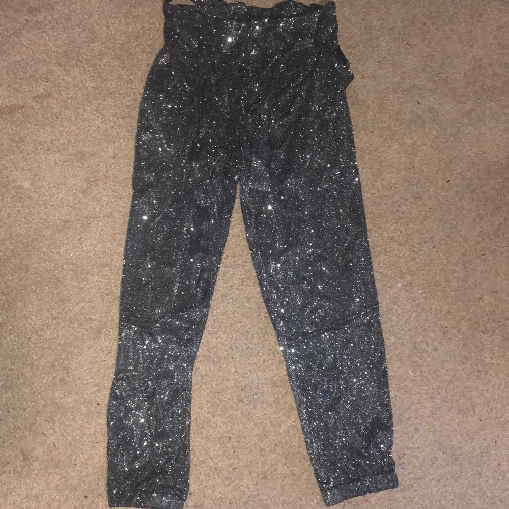 Sparkly tie waist joggers